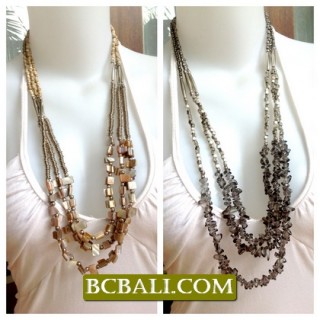 Bali Multi Strand Necklaces Shells Stones