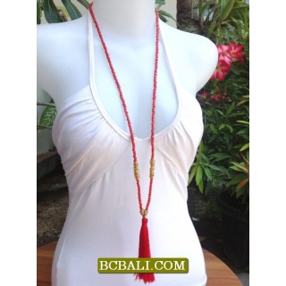 Beaded Tassel Necklace Pendant Long Strand