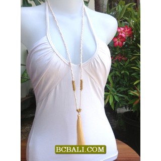 Beads Tassel Necklace Pendant Long Seeds