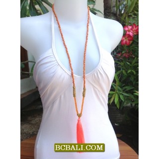 Beads Tassel Necklace Pendant Long Strand