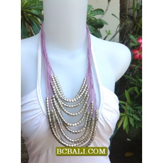 Fashion Rope Necklaces Multi String Steels Beading