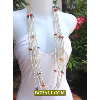 Long Seeds Bead Necklace Shell Charm Ladies