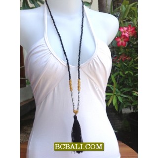 Long Strand BeadsTassel Necklace Pendant