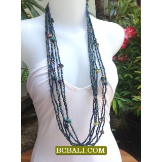 Multi Rope Long Seeds Bead Necklace Fashion