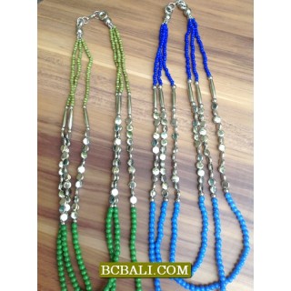 Necklaces Triangle Beads Stones Triple Long Seeds Bali