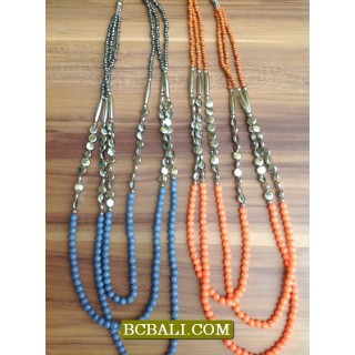 Necklaces-Triangle Stone Beads Triple Seed Fashion