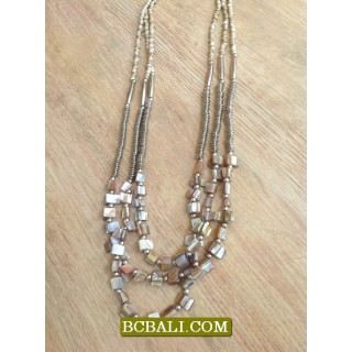 Seashell Beads Triple Strand Necklaces