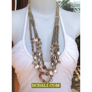 Seashell Beads Triple Strand Necklaces