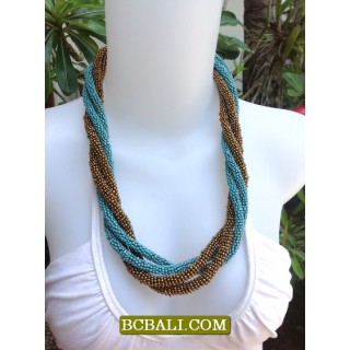 Wrap-Seeds Four Beaded Necklace Two Color