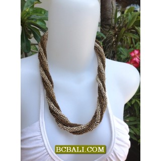 Wrap Seeds Four Beading Necklace Short Two Color