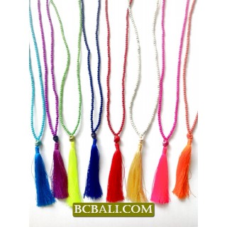 Beaded Seeds Pendants Tassel Necklace