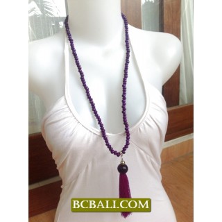 Wooden Beaded Tassel Necklaces Bali