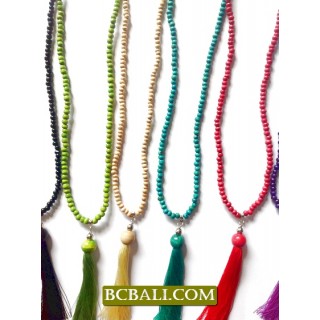 Beading Wooden Tassel Necklaces Pendants