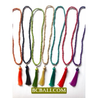 Beading Wooden Tassel Necklaces Pendants