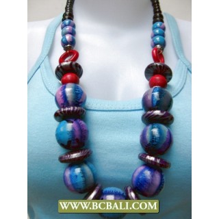 Bali Assorted Color Wood Beaded Necklaces