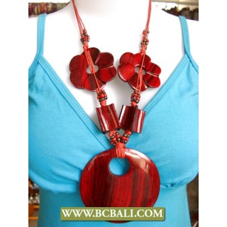 Handmade Wooden Pendant Necklace Chain Flower