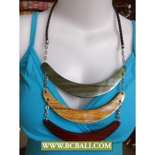 Necklace Triple Wood Coloring Handmade