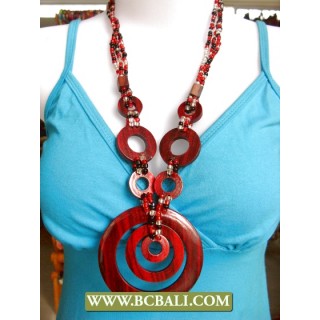 Woman Hand Painting Necklace Wooden