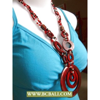 Woman Hand Painting Necklace Wooden