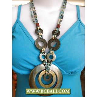 Wood Painting Fashion Necklace Handmade