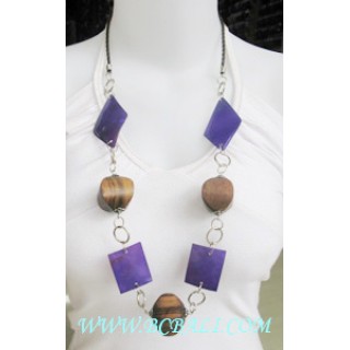 Wooden Beads Long Necklace shells