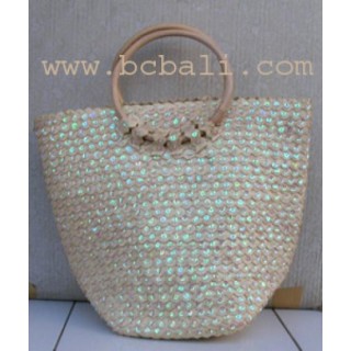 Beach Bags Straw With Beads