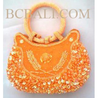 Orange Women Bag Motif Beads