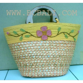 Shopping Straw Bags With Beads