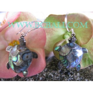 Earrings Silver Shells Abalone Turtle