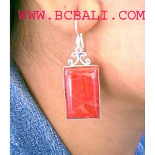 Silver Earring with Red Coral