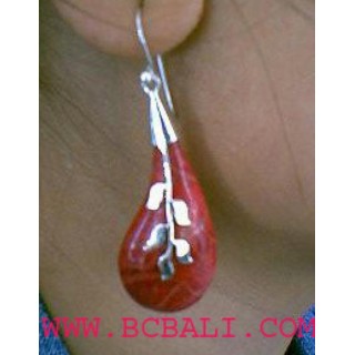 Red Coral Silver 925 Earrings