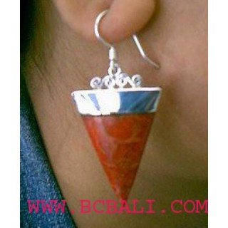 Red Coral Silver 925 Earrings