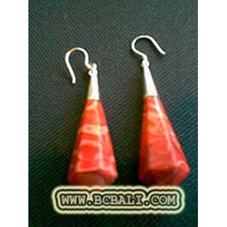 Red Coral Silver 925 Earrings