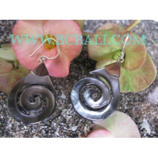 Seashell Carving Earrings Silver