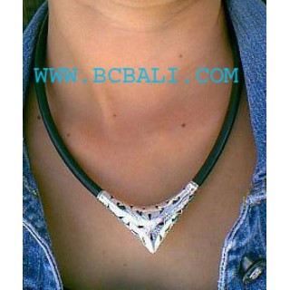 Rubber Silver Necklaces