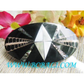 Black Shell Carving Hair Clip