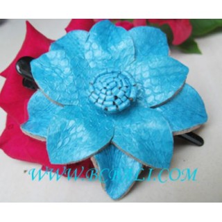 Blue Color Leather Hair Pins