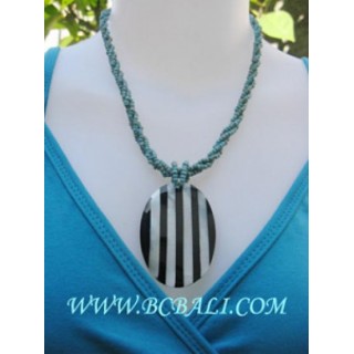 Bead Shell Stripe Necklaces Pendants