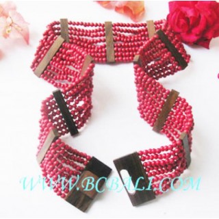 Fashion Belt Wooden Beading Stretch Clasps