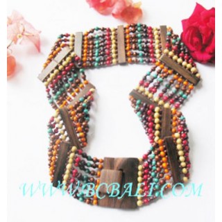 Wooden Beads Belt Multi Color Buckles