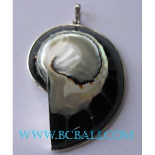 Black Nautilus Pendant Silver