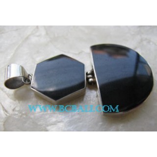 Black Shell Silver Pendant