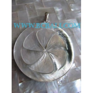 Carved Mother Pearl Silver Pendant