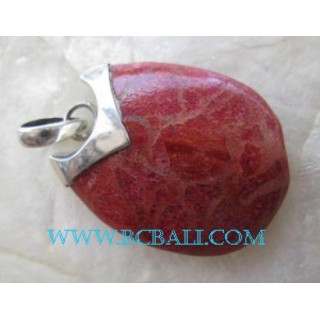 Coral Red Pendant Silver