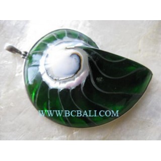 Green Abalone Shell Pendant Silver