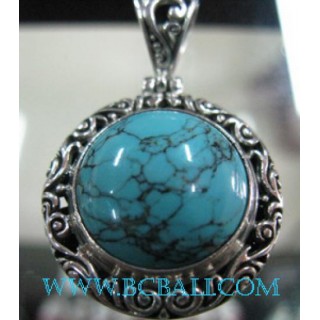 Natural Turquoise Pendant Silver