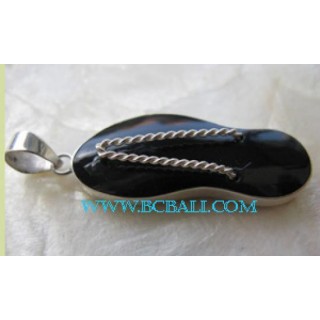 Pendant Black Shell Silver Sandals