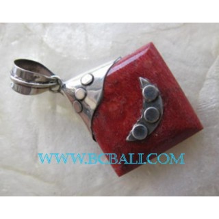 Pendants Red Coral Silver