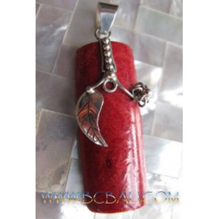 Red Coral Pendant Silver