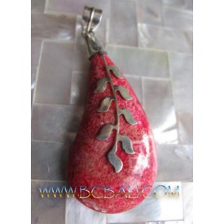 Red Coral Silver Pendant